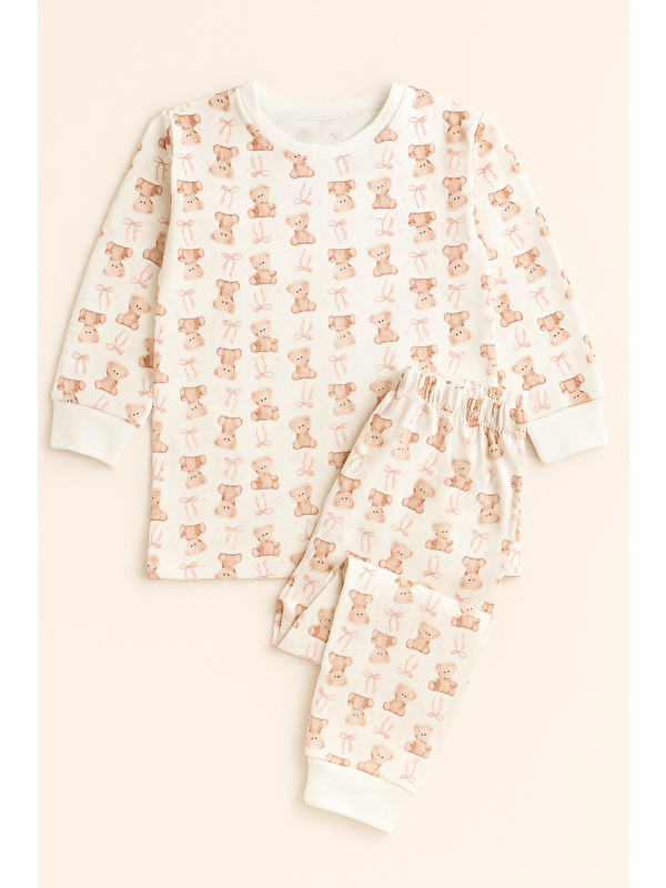 Katia And Bony Kız Çocuk Kurdele Ve Teddy Baskılı Pijama Takımı