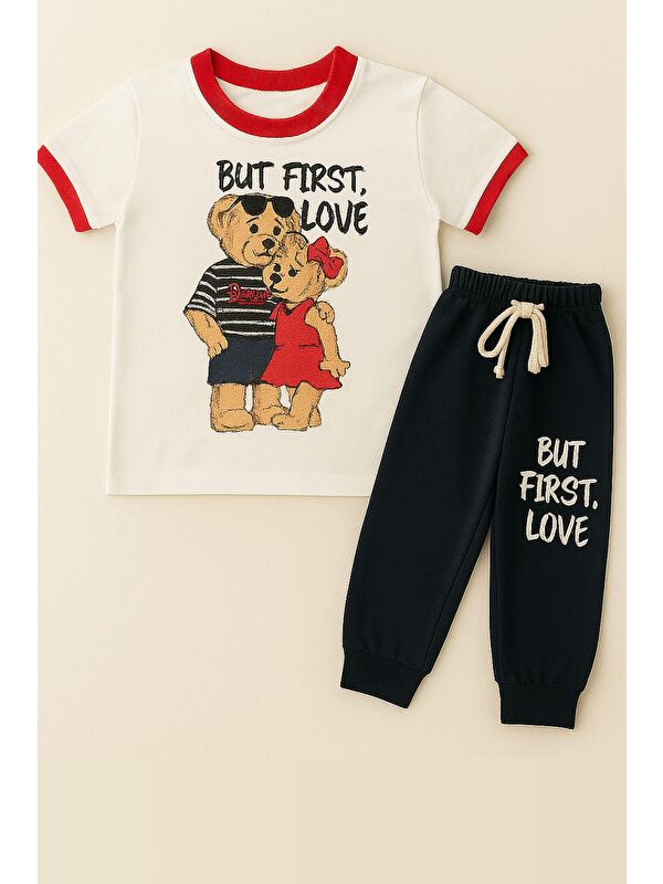 Katia And Bony Çocuk Love Ayıcık Desenli Kısa Kollu Pijama Takımı