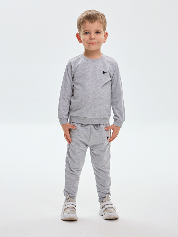Luggi Baby Bisiklet Yaka Baskılı Erkek Çocuk Sweatshirt ve Eşofman Alt 2'li Takım