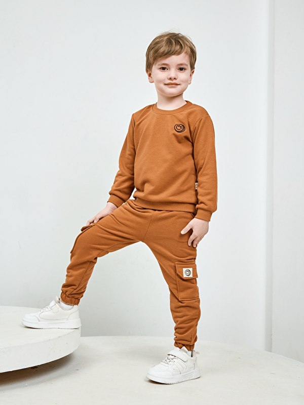 Luggi Baby Bisiklet Yaka Erkek Çocuk Basic Sweatshirt ve Eşofman Alt 2'li Takım