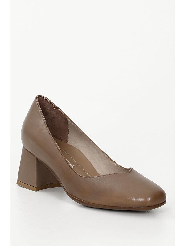 VİZON Hakiki Deri Orta Kalın Topuklu Kadın Ayakkabı 24226 - Görsel 6