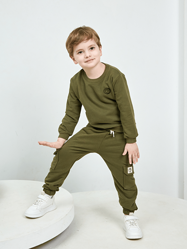 Luggi Baby Bisiklet Yaka Erkek Çocuk Basic Sweatshirt ve Eşofman Alt 2'li Takım