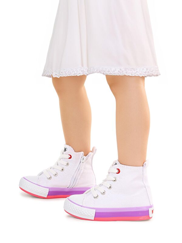 Tinna Bağcıklı Kız Bebek Boğazlı Keten Spor Ayakkabı - Görsel 3