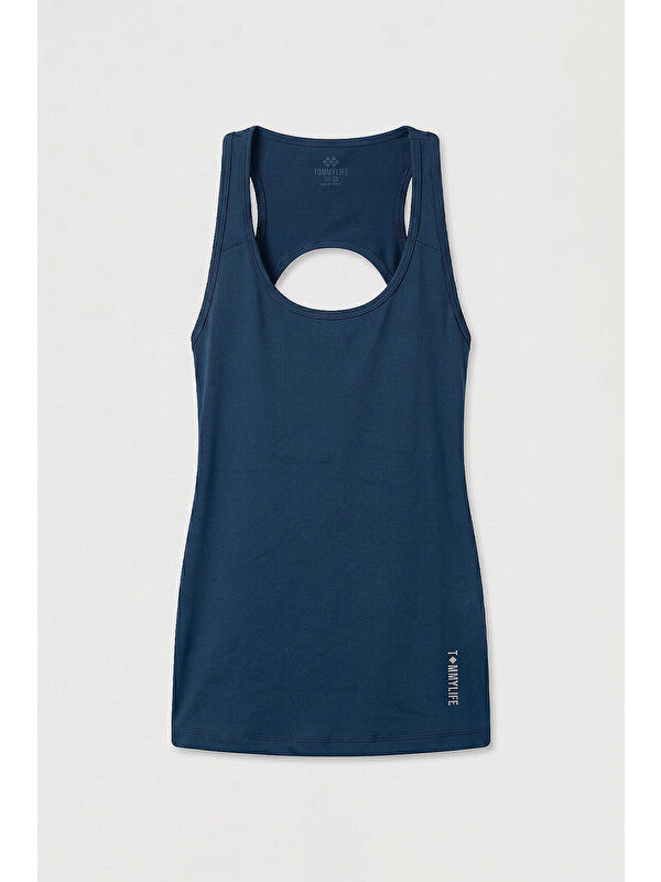 Tommylife İndigo Standart Fit Sırt Detaylı Performans Kadın Spor Atlet - 97297
