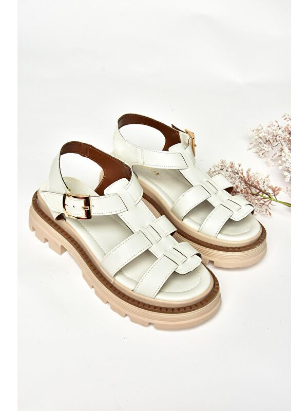 S4373020 Beyaz Kadın Sandalet - Görsel 5