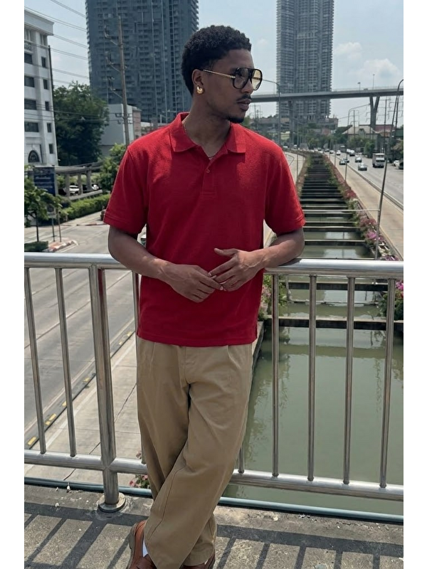 COMBINE Erkek Trend Günlük Kırmızı Polo Yaka Tişört