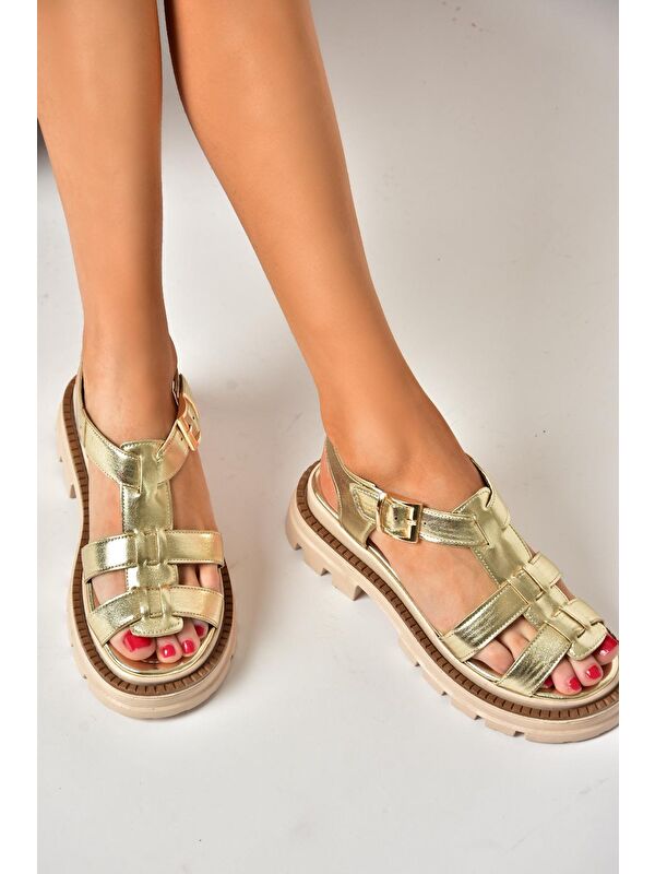 S4373020 Altın Kadın Sandalet - Görsel 4