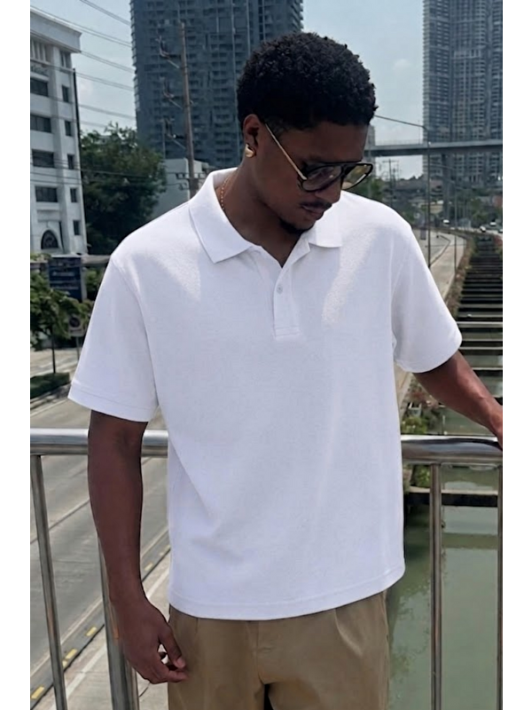 COMBINE Erkek Trend Günlük Beyaz Polo Yaka Tişört
