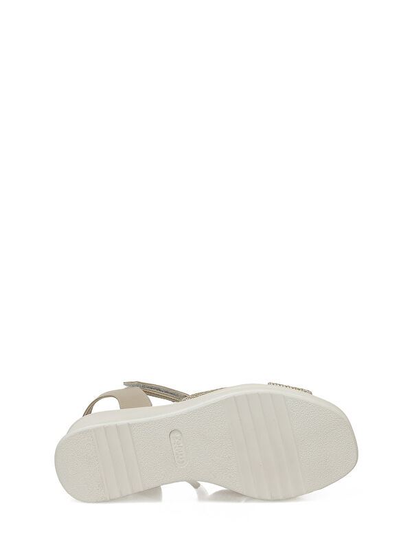 325071.Z 5FX Krem Kadın Dolgu Topuk Sandalet - Görsel 7