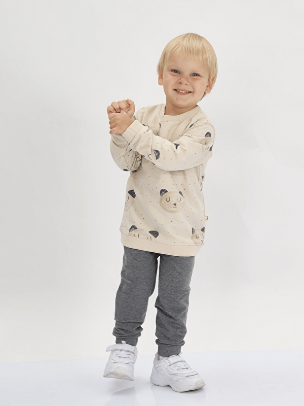Luggi Baby Bisiklet Yaka Erkek Bebek Sweatshirt ve Eşofman Alt 2'li Takım