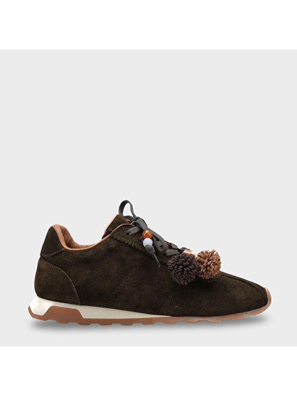 Capone Outfitters Doralyn Hakiki Deri Süet Ponponlu Kadın Sneaker Spor Ayakkabı