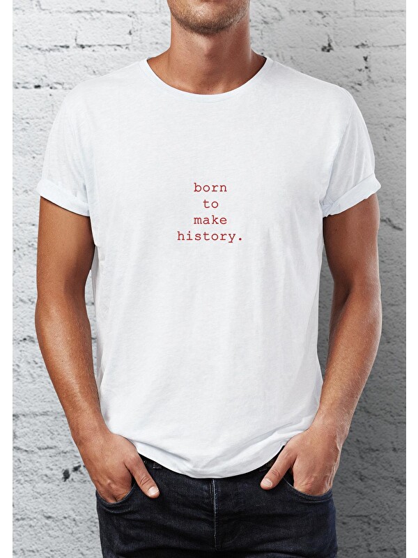 Blah. Make History Baskılı Bisiklet Yaka Erkek Tişört
