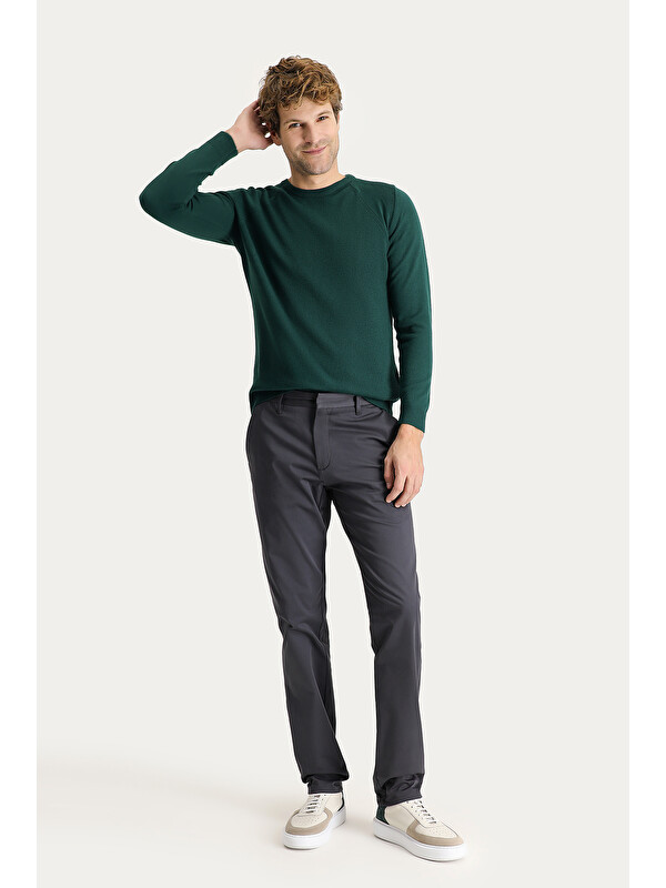 Kiğılı Slim Fit Dar Kesim Elastanlı Saten Kanvas /  Chino Pantolon