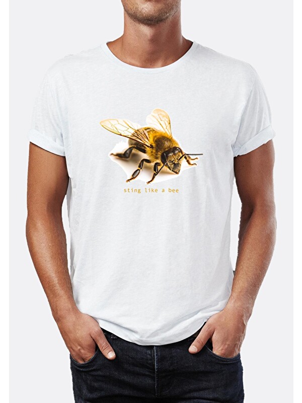 Blah. Sting like a bee Arı Baskılı Bisiklet Yaka Erkek Tişört