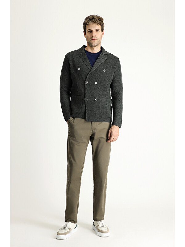 Kiğılı Slim Fit Dar Kesim Elastanlı Saten Kanvas /  Chino Pantolon