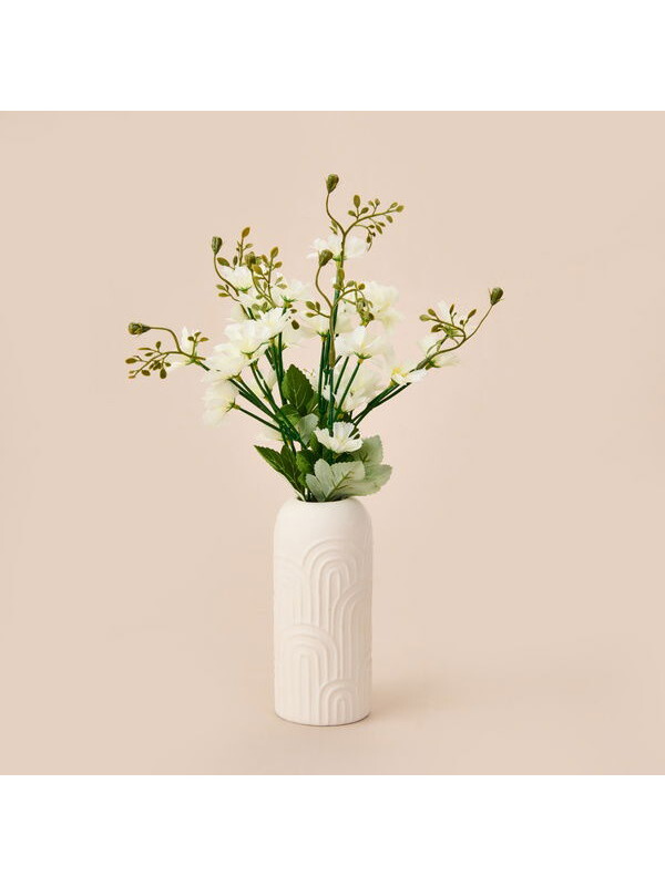 Q-Art Dekoratif Yapay Papatya - Beyaz - 34 cm