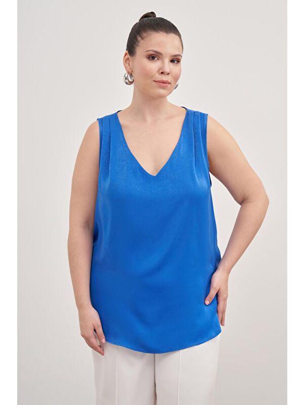 Mylinemoda Saten Pile Detay Bluz
