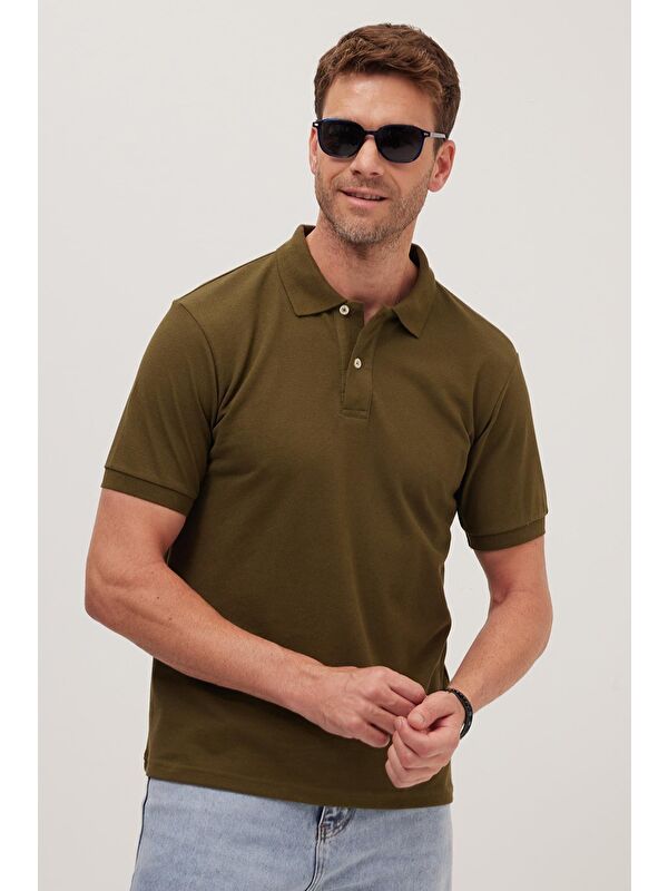 TUDORS Erkek Slim Fit Dar Kesim Pamuklu Yumuşak Dokulu Serin Tutan Kumaş Düz Pike Polo Yaka Tişört