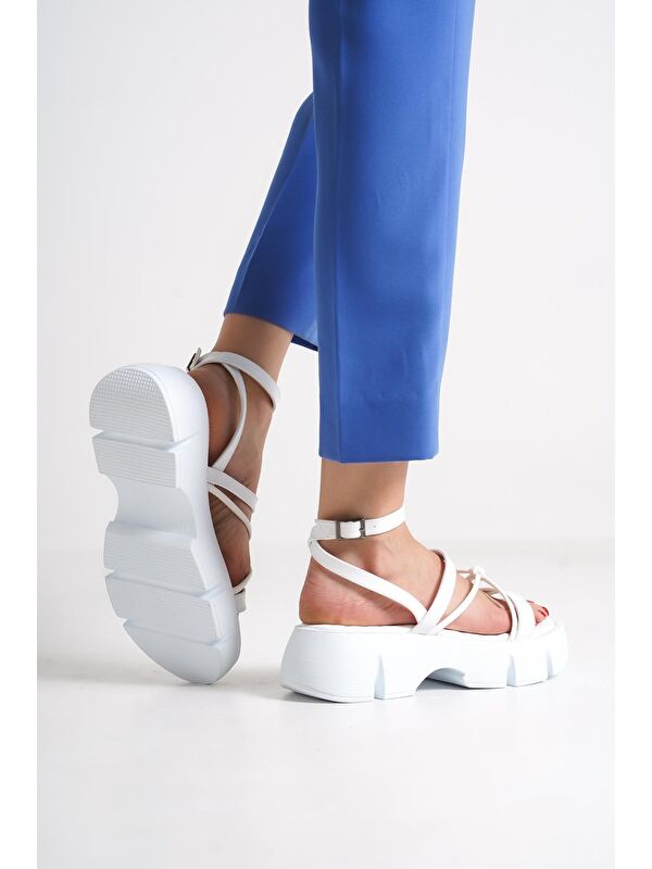 Amy Kalın Tabanlı Bilekten Bantlı Konfor Tabanlı Kadın Sandalet - Görsel 5