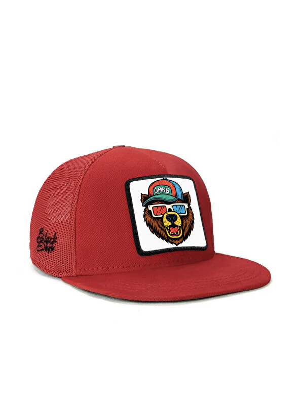 BlackBörk Hip Hop Kids Ayı Logolu Kırmızı Çocuk Trucker Şapka