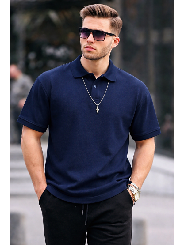 COMBINE Erkek Basic Relax Lacivert Polo Yaka Tişört