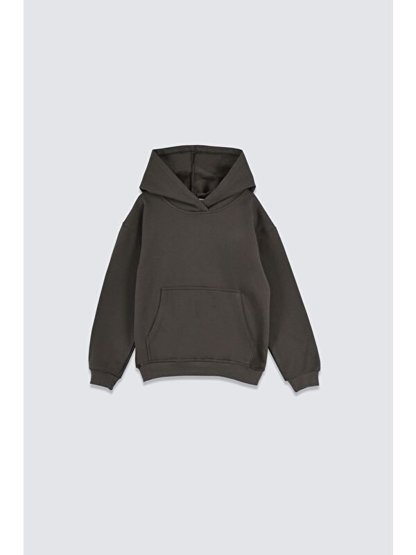 ZUZUNGA Basic Kapüşonlu Şardonlu Kanguru Cep Detaylı Çocuk Sweatshirt 3-12 Yaş