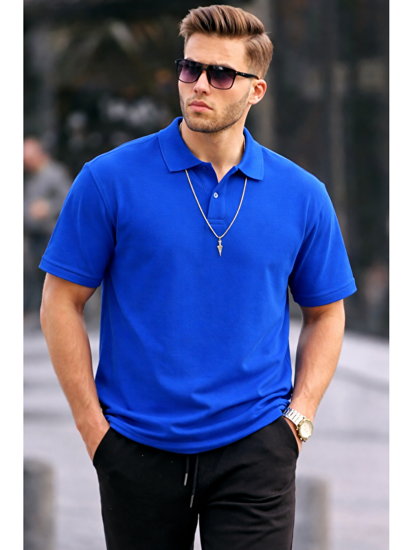 COMBINE Erkek Basic Relax Mavi Polo Yaka Tişört