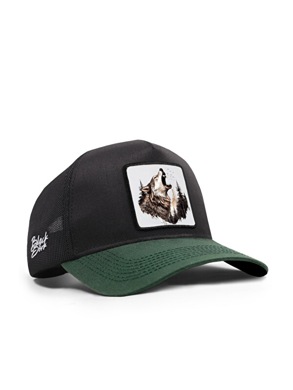 BlackBörk Logolu Cordura Petrol Yeşili-Siyah Trucker Şapka