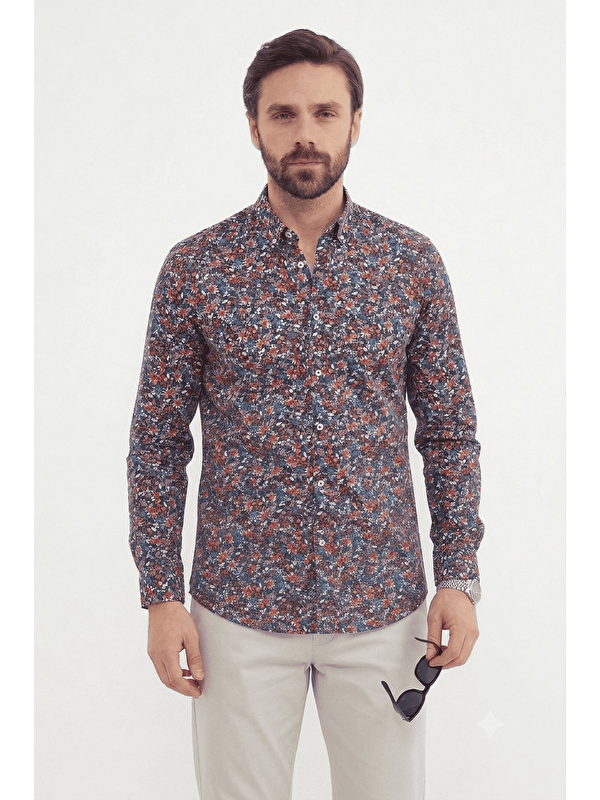 Fullamoda Çiçek Desenli Regular Fit Gömlek