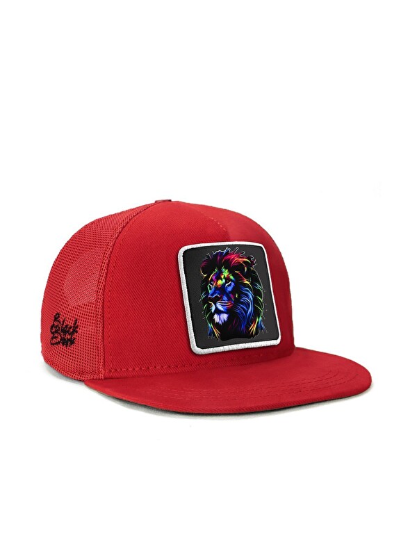 BlackBörk Hip Hop Kids Aslan Logolu Kırmızı Çocuk Trucker Şapka