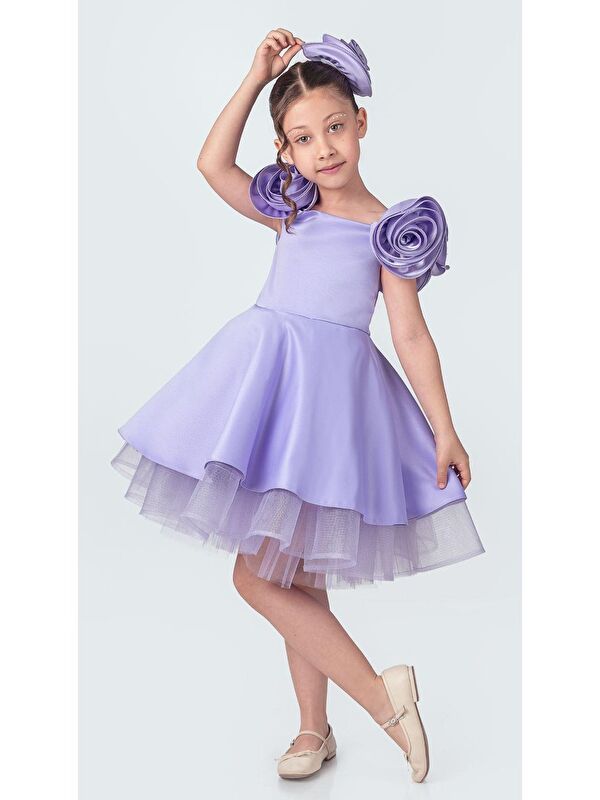 Mnk Baby & Kids Fanari Krep Saten Gren Destekli Kız Abiye M00735