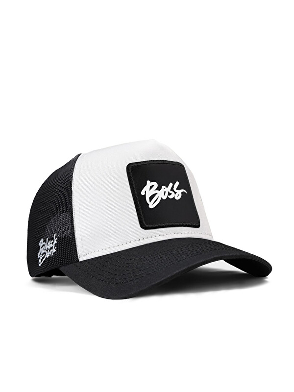 BlackBörk Boss Logolu Beyaz-Siyah Trucker Şapka