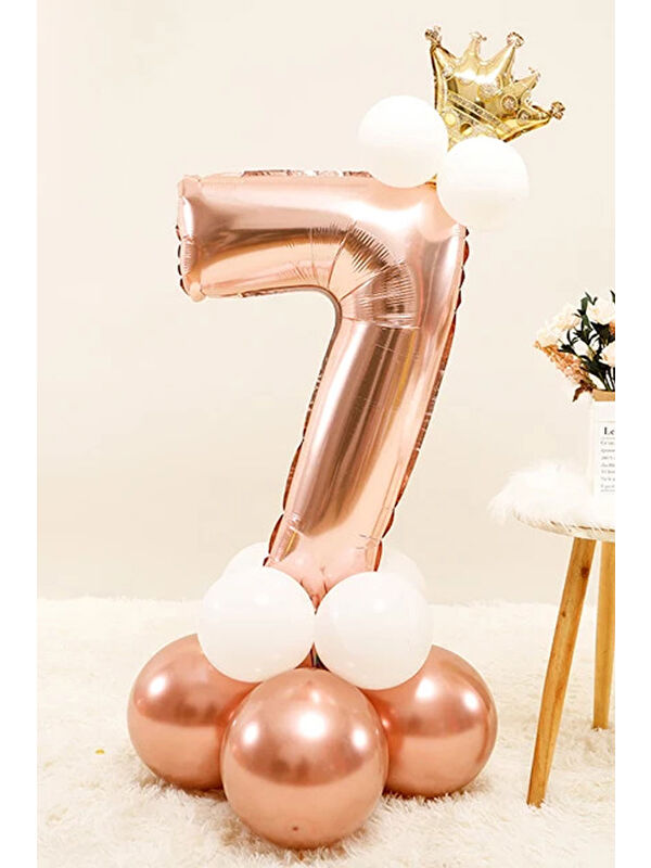Le Mabelle Rose 7 Rakamı Taçlı Balonlu Set