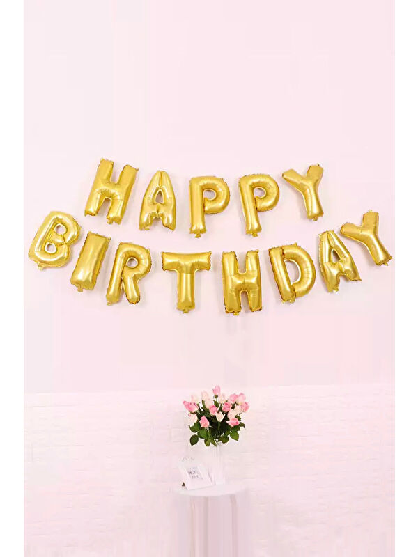 Le Mabelle Altın Happy Birthday Folyo Balon Set