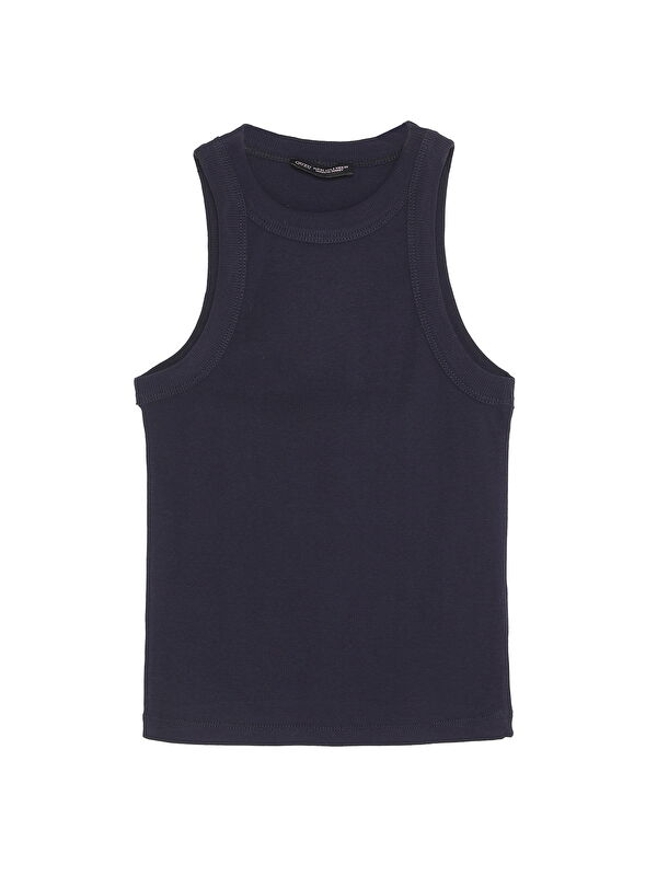 QUZU Halter Yaka Basic Fitilli Atlet Lacivert