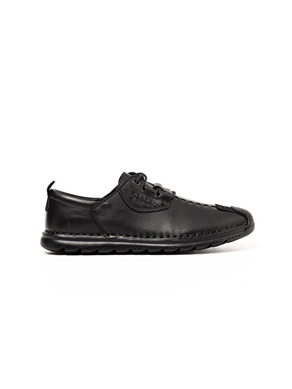 John May Erkek Sneaker OG-9860 101-921 Siyah Dolaplı-Siyah Havlu Nubuk