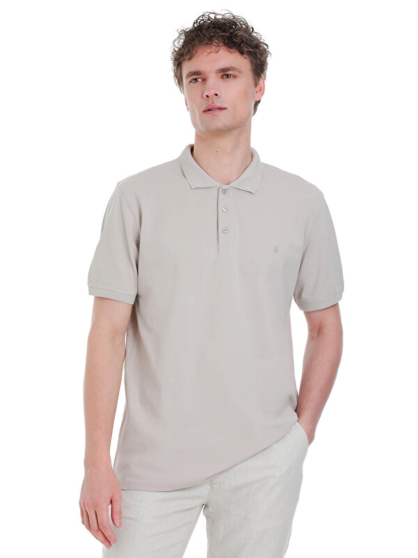 Hatemoğlu Ekru Regular Fit 100% Pamuk Polo Yaka Tişört