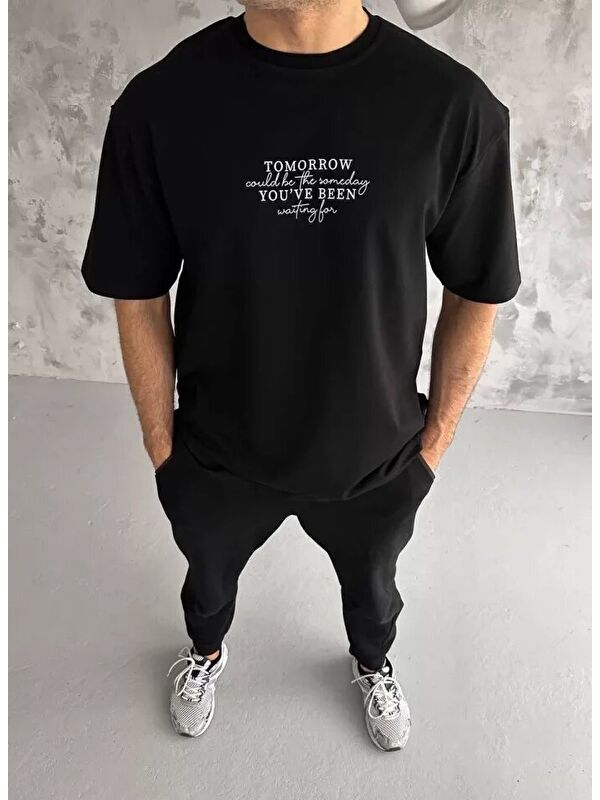 Jane's Unisex Bisiklet Yaka Baskılı Oversize Tişört