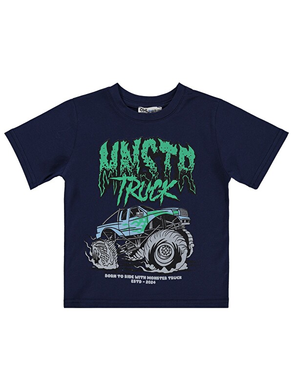 Civil Boys Mnstr Truck Baskılı 2-5 Yaş Tişört - Lacivert