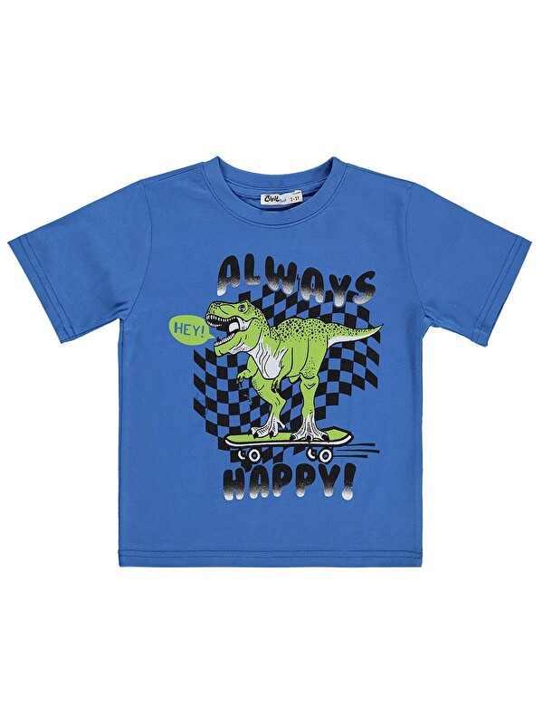 Civil Boys Always Dinozor Basklı 2-5 Yaş Tişört - Mavi