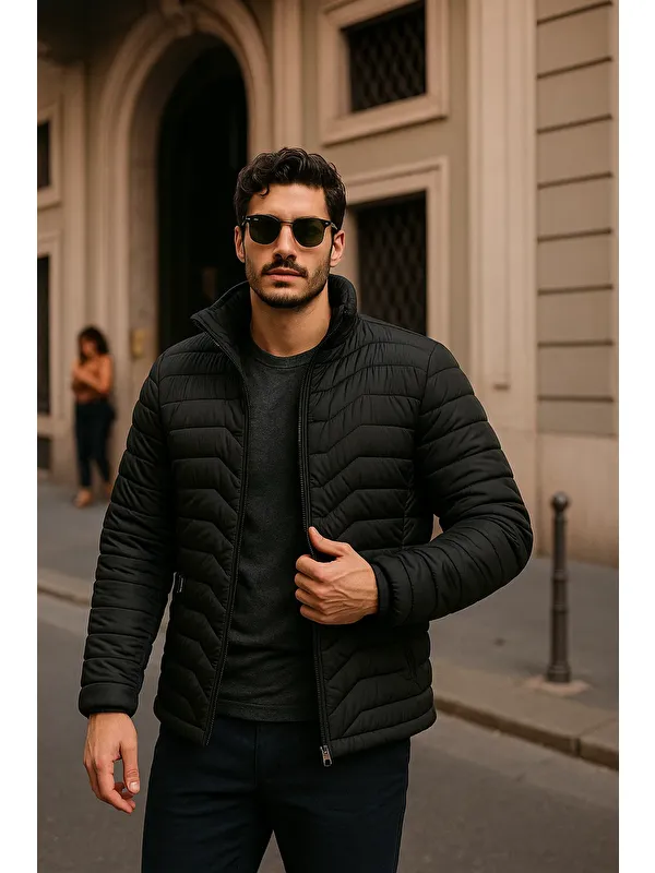 Comstar Erkek Günlük Comfort Siyah Şişme Mont