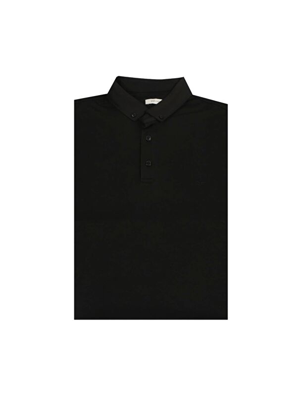 JAKAMEN Siyah Slim Fit Düğmeli Polo Yaka T-Shirt