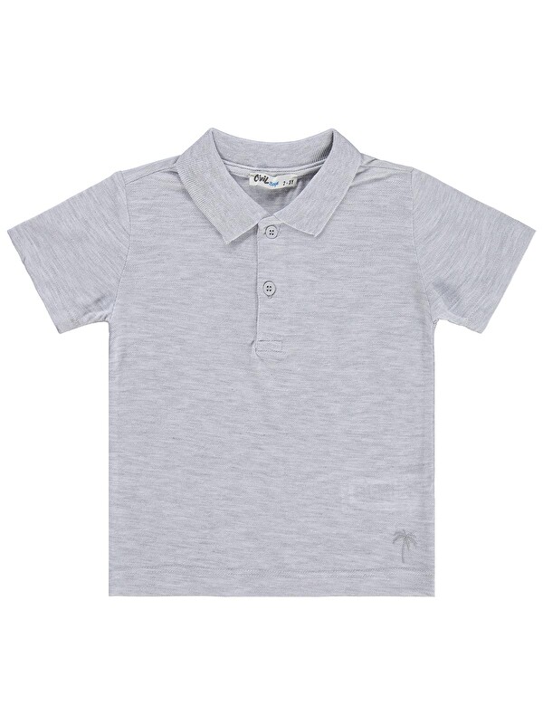 Civil Boys Erkek Çocuk Palmiye Nakışlı Polo Yaka 2-5 Yaş Tişört - Gri