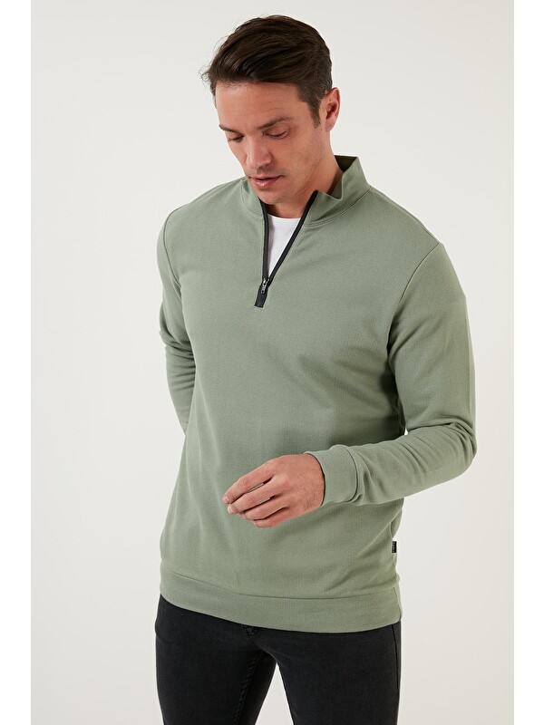 Buratti Pamuklu Slim Fit Yarım Fermuarlı Dik Yaka Erkek Sweat 5905400