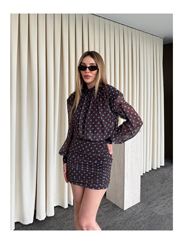 Laluvia Puantiyeli Mini Elbise - 6261