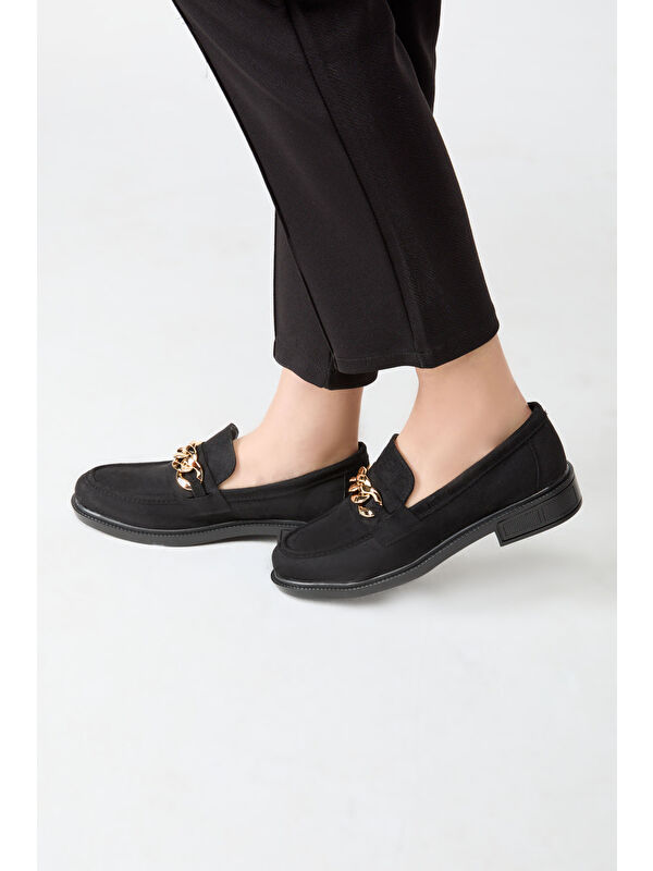 Kadın Siyah Süet Ayakkabı - 27081 - Görsel 4