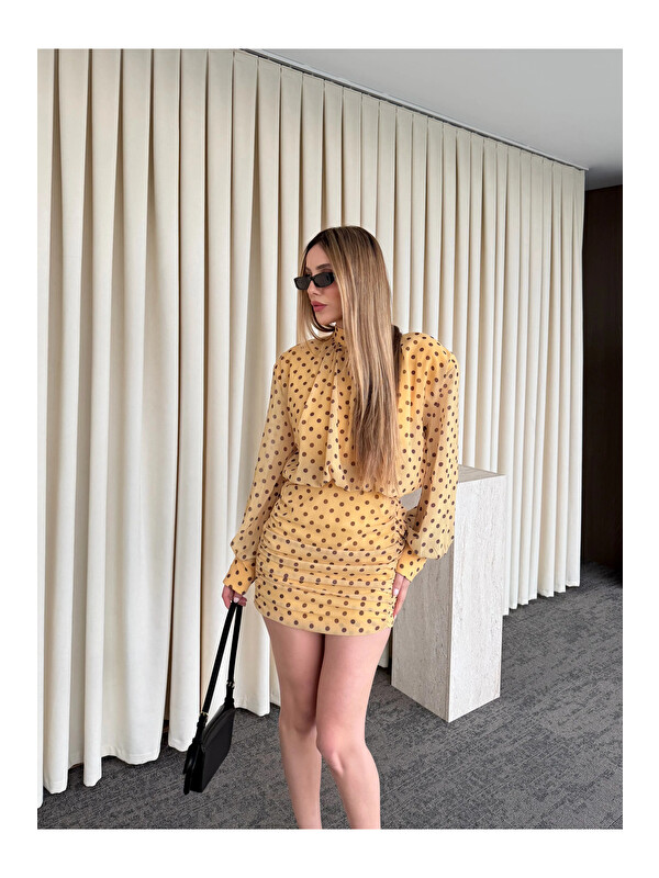 Laluvia Puantiyeli Mini Elbise - 6261