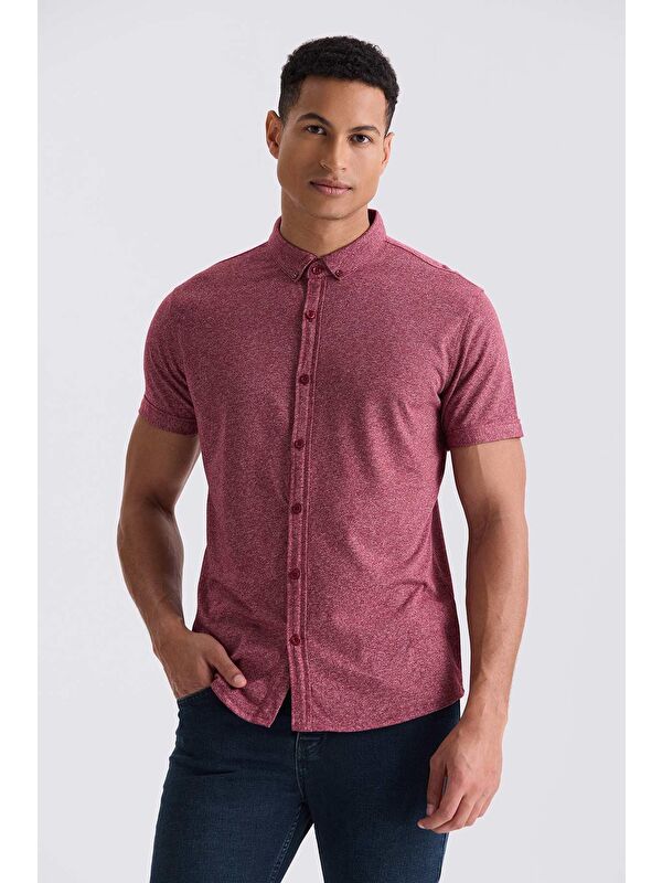 JAKAMEN Bordo Slim Fit Gömlek