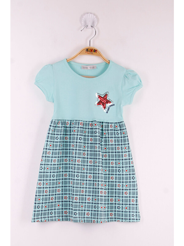 Toontoykids Kız Çocuk Pullu Yıldız Nakışlı Elbise