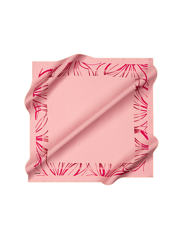 AKER Pembe 90X90 İpek Krep Saten Eşarp